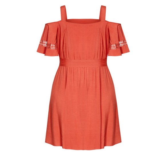 CITY CHIC Rust Trim Shoulder Shirtdress - Plus Size 24 NWT Burnt Orange - Picture 9 of 12